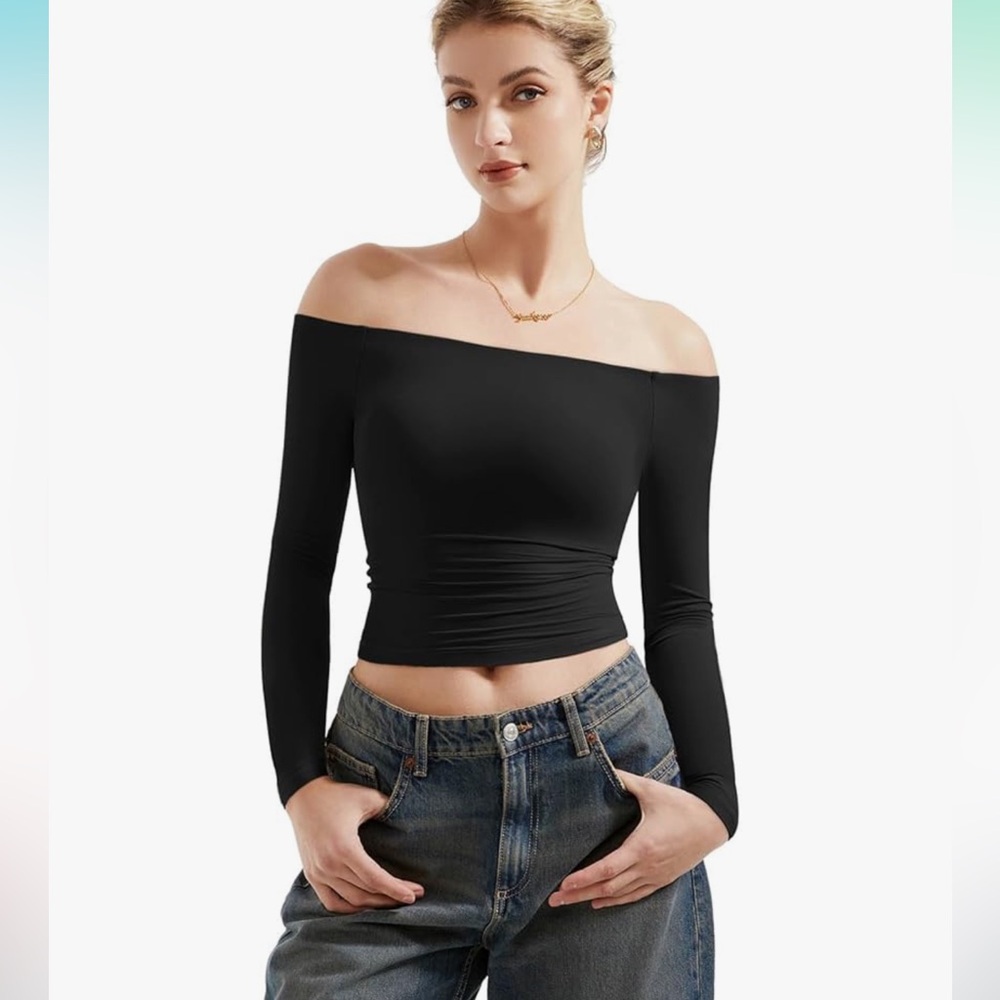 Suuksess Black Off-Shoulder Crop Top